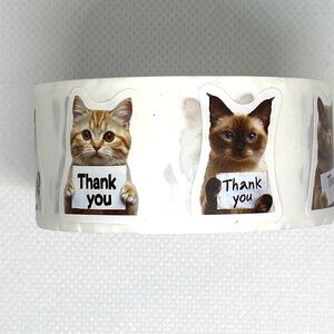 Let 500 Kitties Do the Talking on Your Packages - Cat “Thank You” Sticker Roll